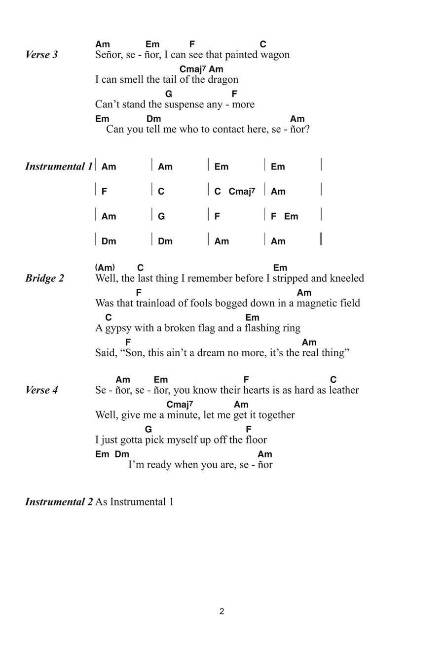 Senor (Tales Of Yankee Power) Piano, Vocal, Guitar scores gallery preview page 2