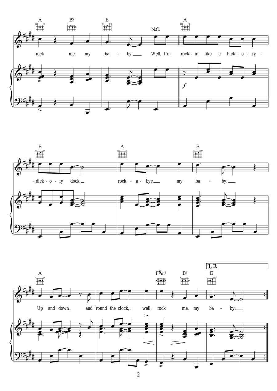Rock Me My Baby Rock Me My Baby Piano, Vocal, Guitar scores gallery preview page 2