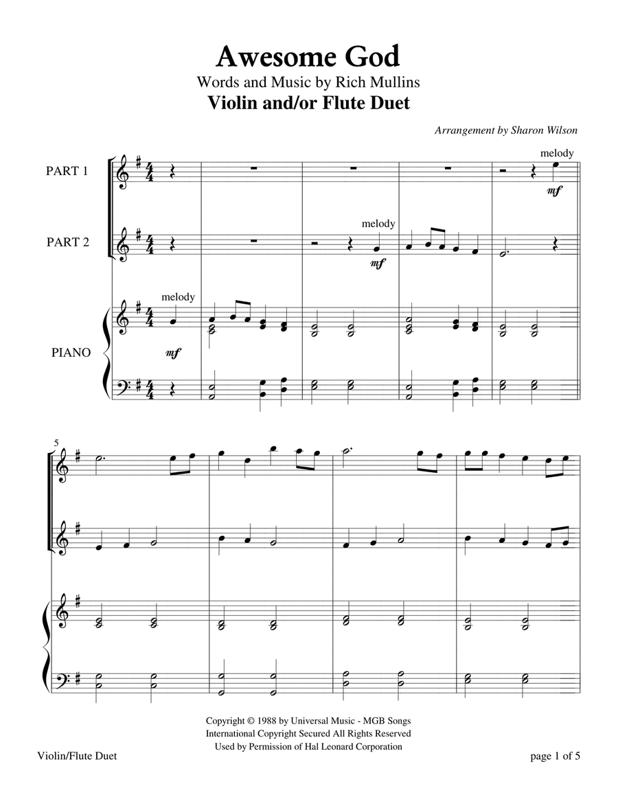 Awesome God Flute scores gallery preview page 5