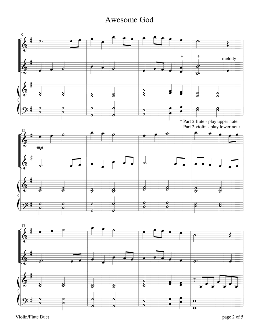 Awesome God Flute scores gallery preview page 6