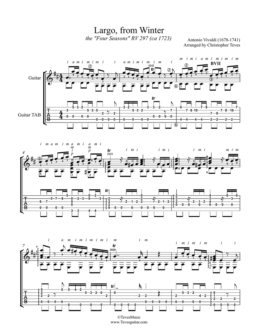Largo from Winter, guitar solo Classical Guitar scores gallery preview page 2