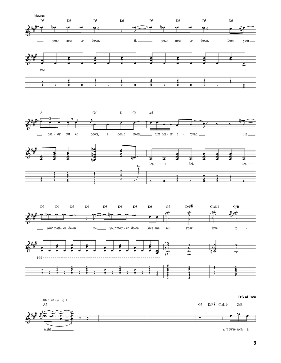 Tie Your Mother Down Tie Your Mother Down Acoustic Guitar scores gallery preview page 3