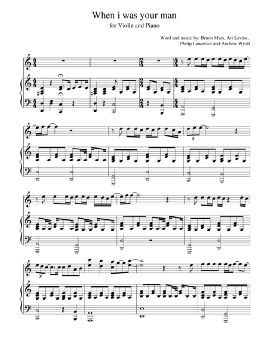 When I Was Your Man Violin Solo scores gallery preview page 1