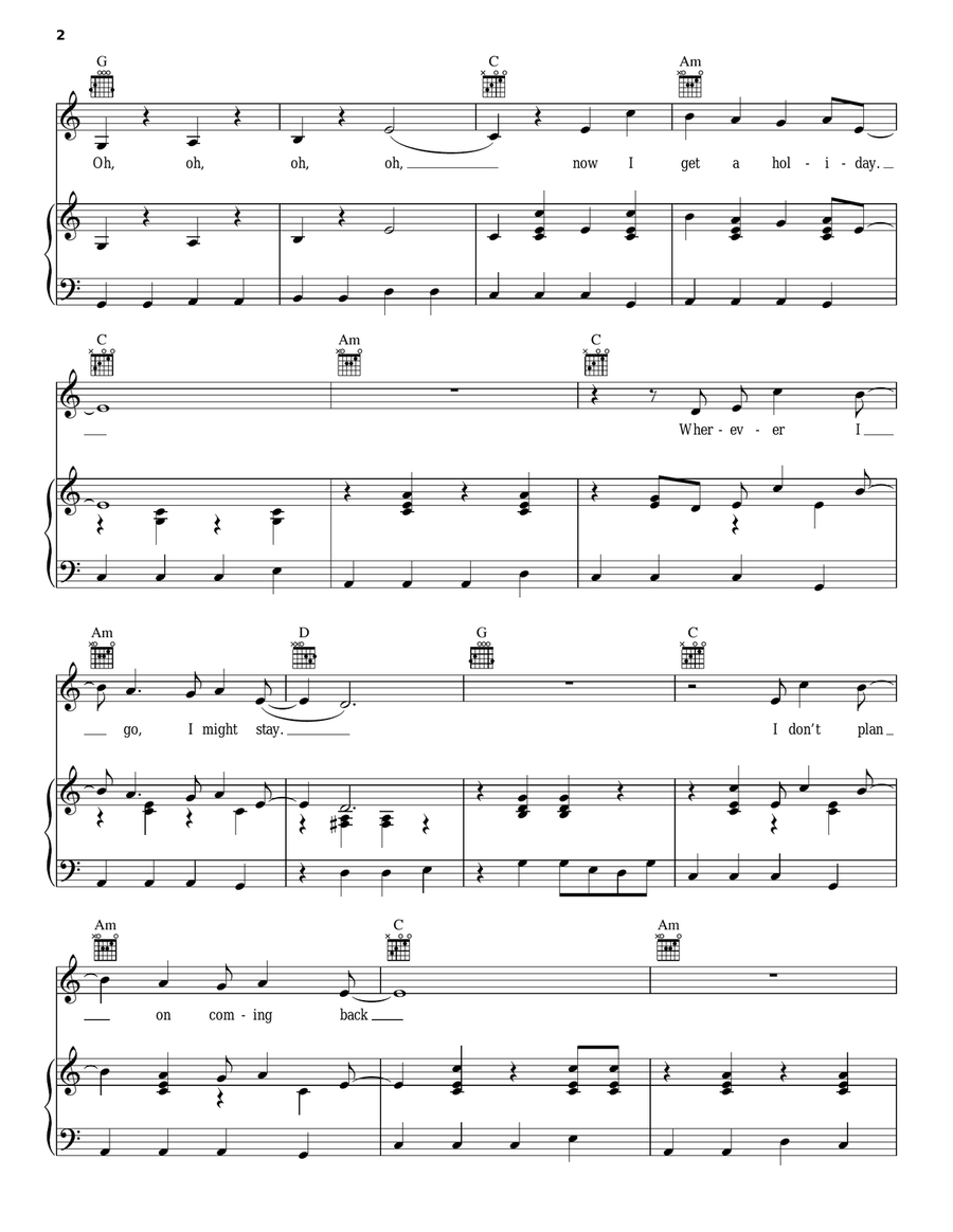 Interlude (Holiday) Interlude (Holiday) Piano, Vocal, Guitar scores gallery preview page 2