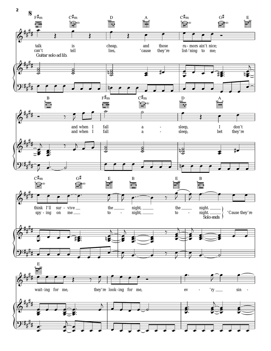 Dream Police Piano, Vocal, Guitar scores gallery preview page 2