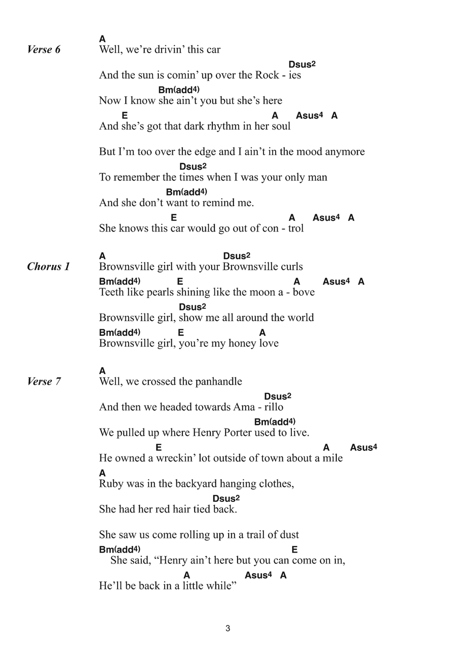 Brownsville Girl Brownsville Girl Piano, Vocal, Guitar scores gallery preview page 3