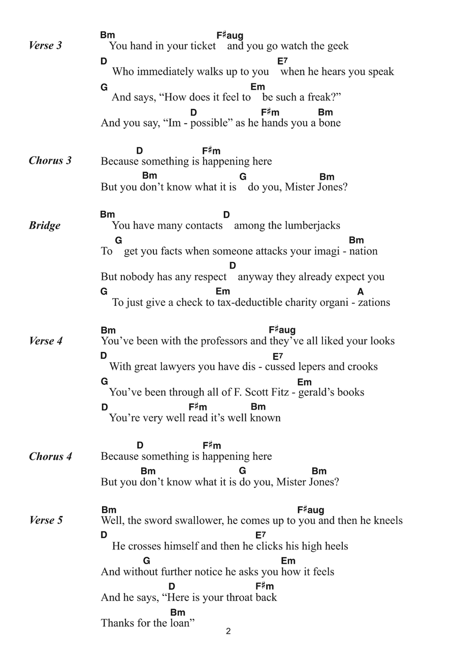 Ballad Of A Thin Man Piano, Vocal, Guitar scores gallery preview page 2
