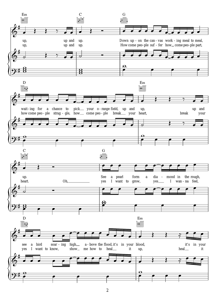 Up and Up Up and Up Piano, Vocal, Guitar scores gallery preview page 2