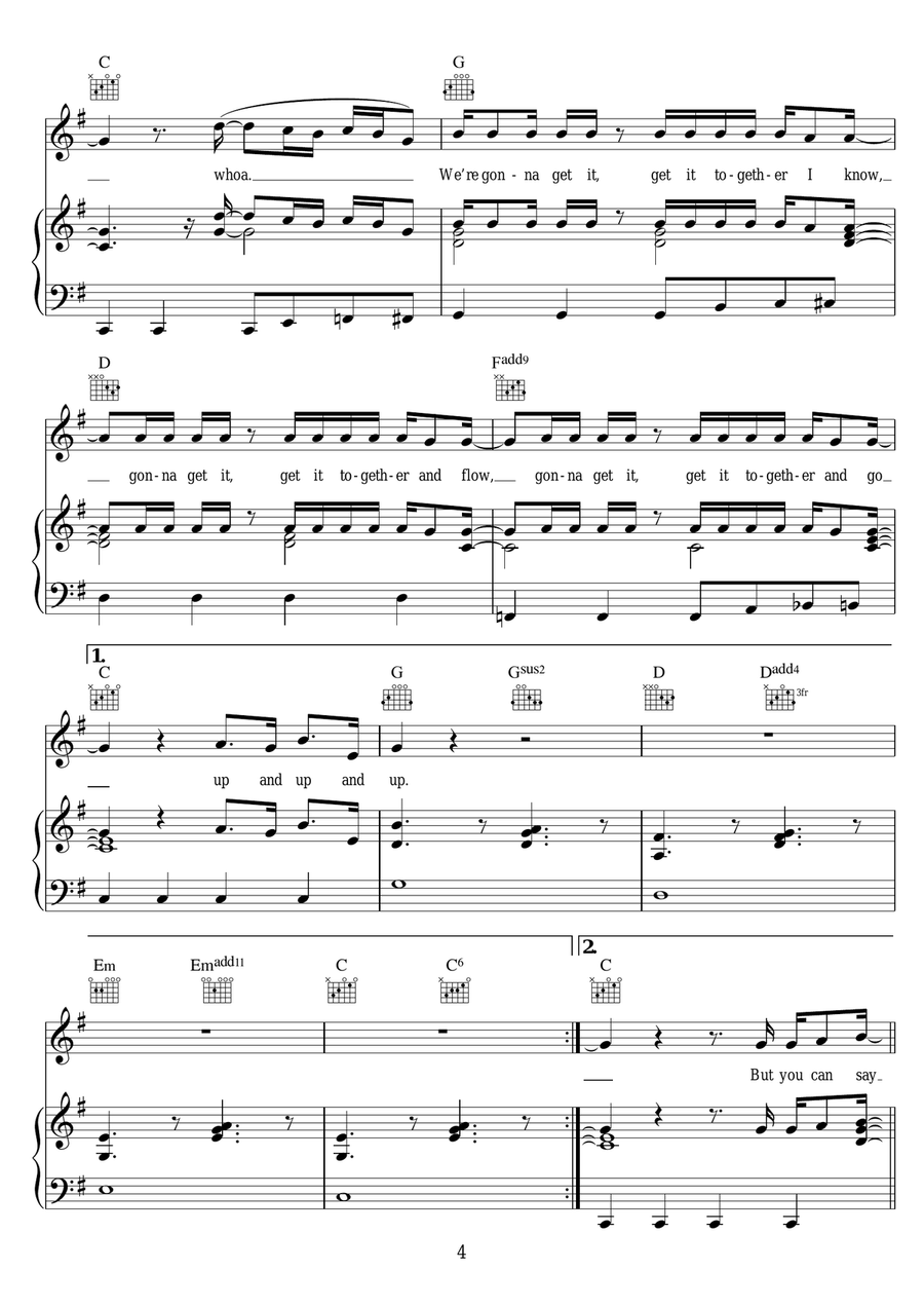 Up and Up Up and Up Piano, Vocal, Guitar scores gallery preview page 4