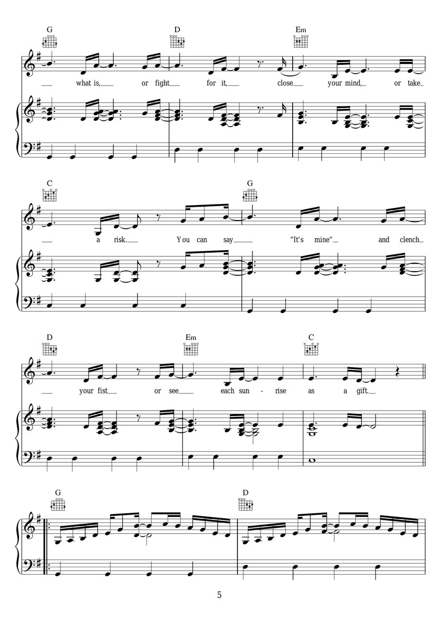 Up and Up Up and Up Piano, Vocal, Guitar scores gallery preview page 5