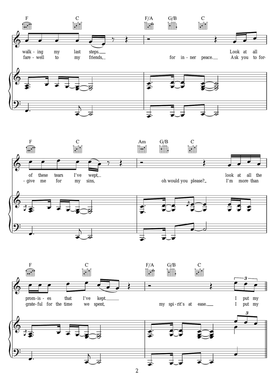 Purpose Purpose Piano, Vocal, Guitar scores gallery preview page 2