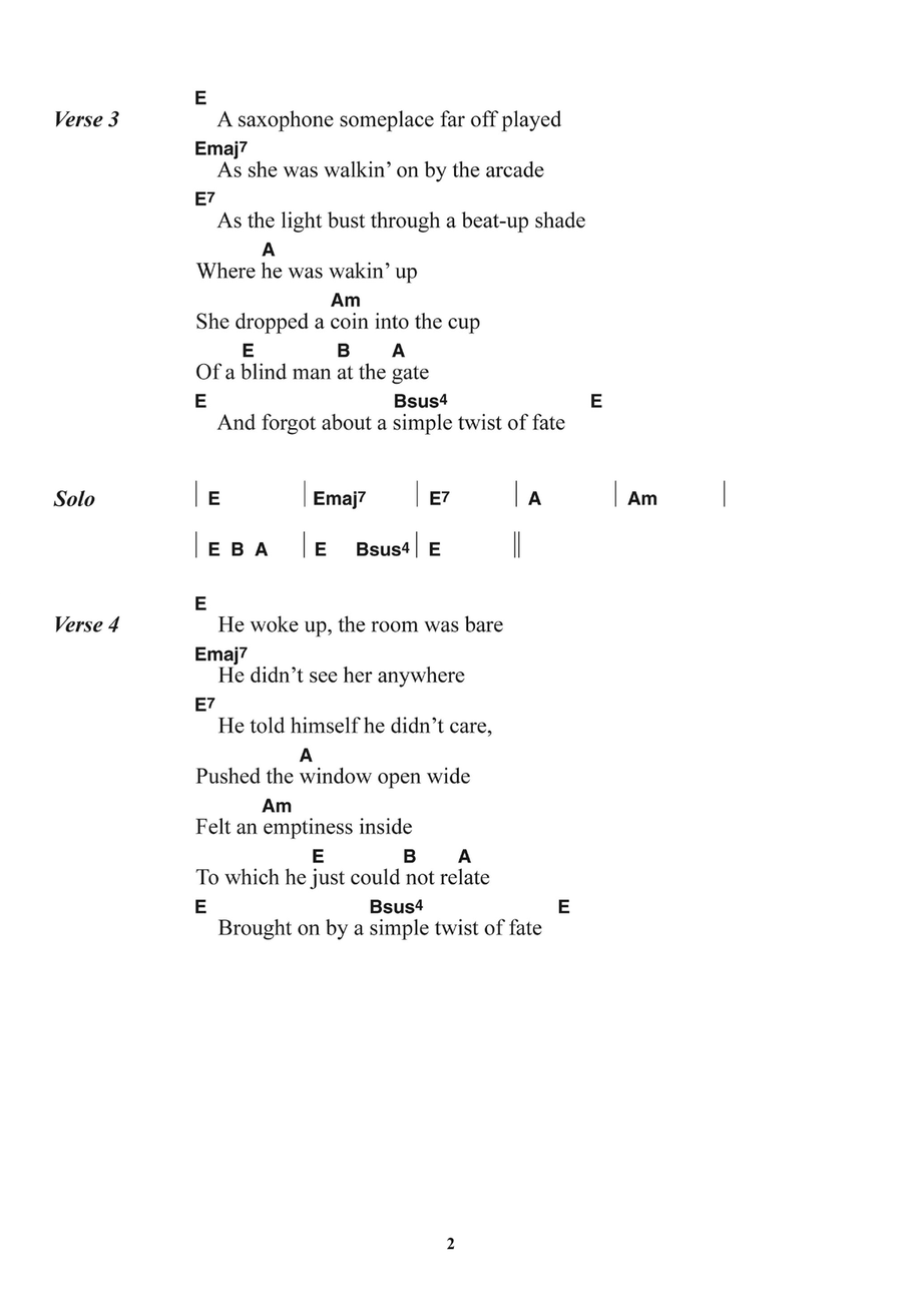 Simple Twist Of Fate Simple Twist Of Fate Piano, Vocal, Guitar scores gallery preview page 2