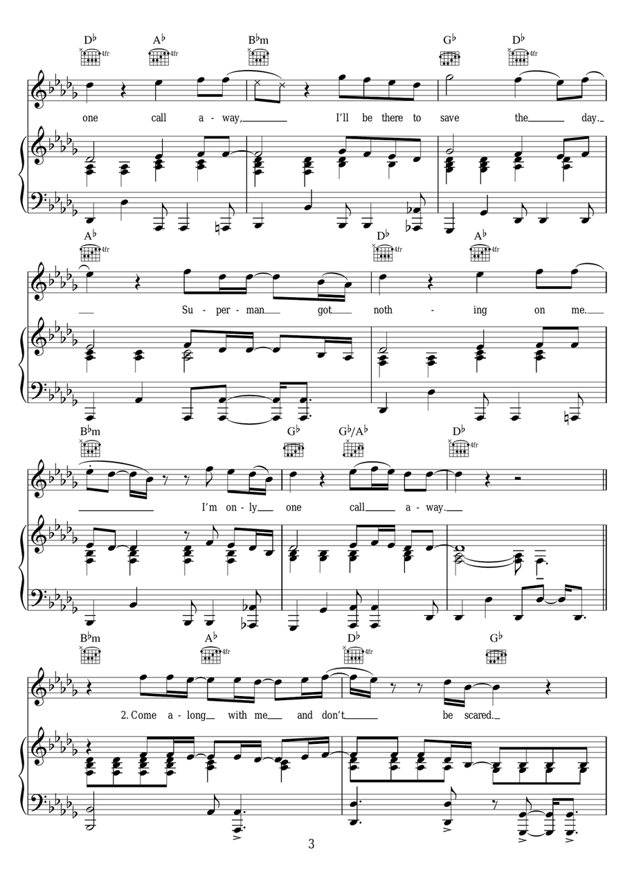 One Call Away One Call Away Piano, Vocal, Guitar scores gallery preview page 3