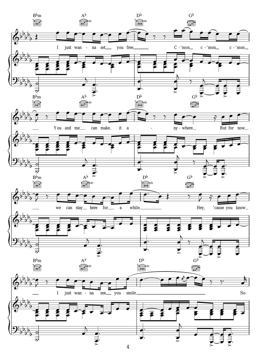 One Call Away One Call Away Piano, Vocal, Guitar scores gallery preview page 4