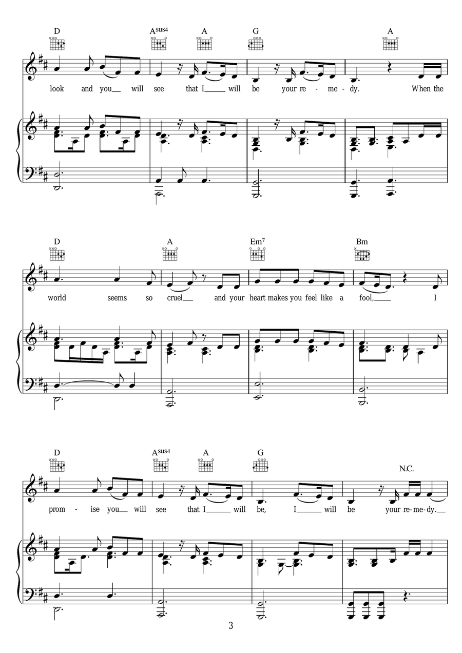 Remedy Remedy Piano, Vocal, Guitar scores gallery preview page 3