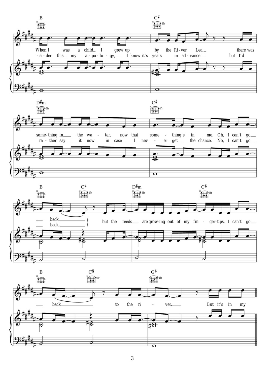 River Lea River Lea Piano, Vocal, Guitar scores gallery preview page 3