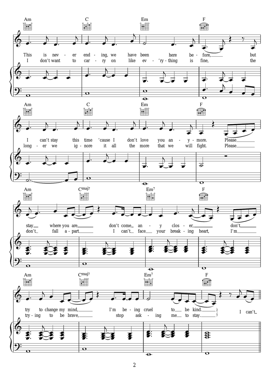 Love In The Dark Love In The Dark Piano, Vocal, Guitar scores gallery preview page 2
