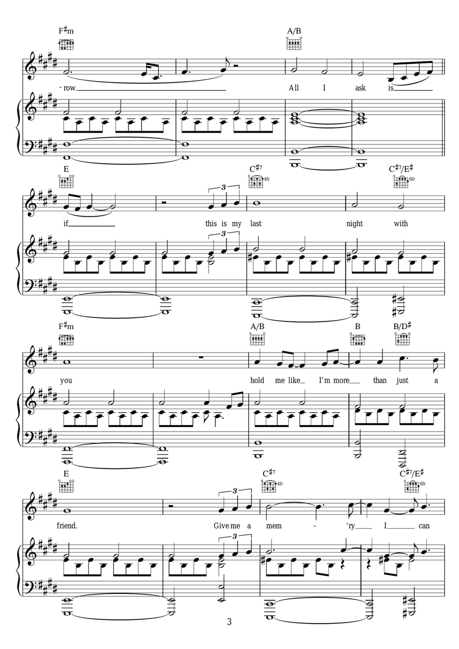 All I Ask All I Ask Piano, Vocal, Guitar scores gallery preview page 3