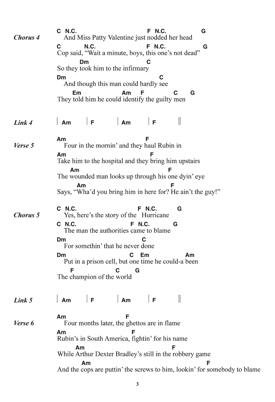 Hurricane Hurricane Piano, Vocal, Guitar scores gallery preview page 3