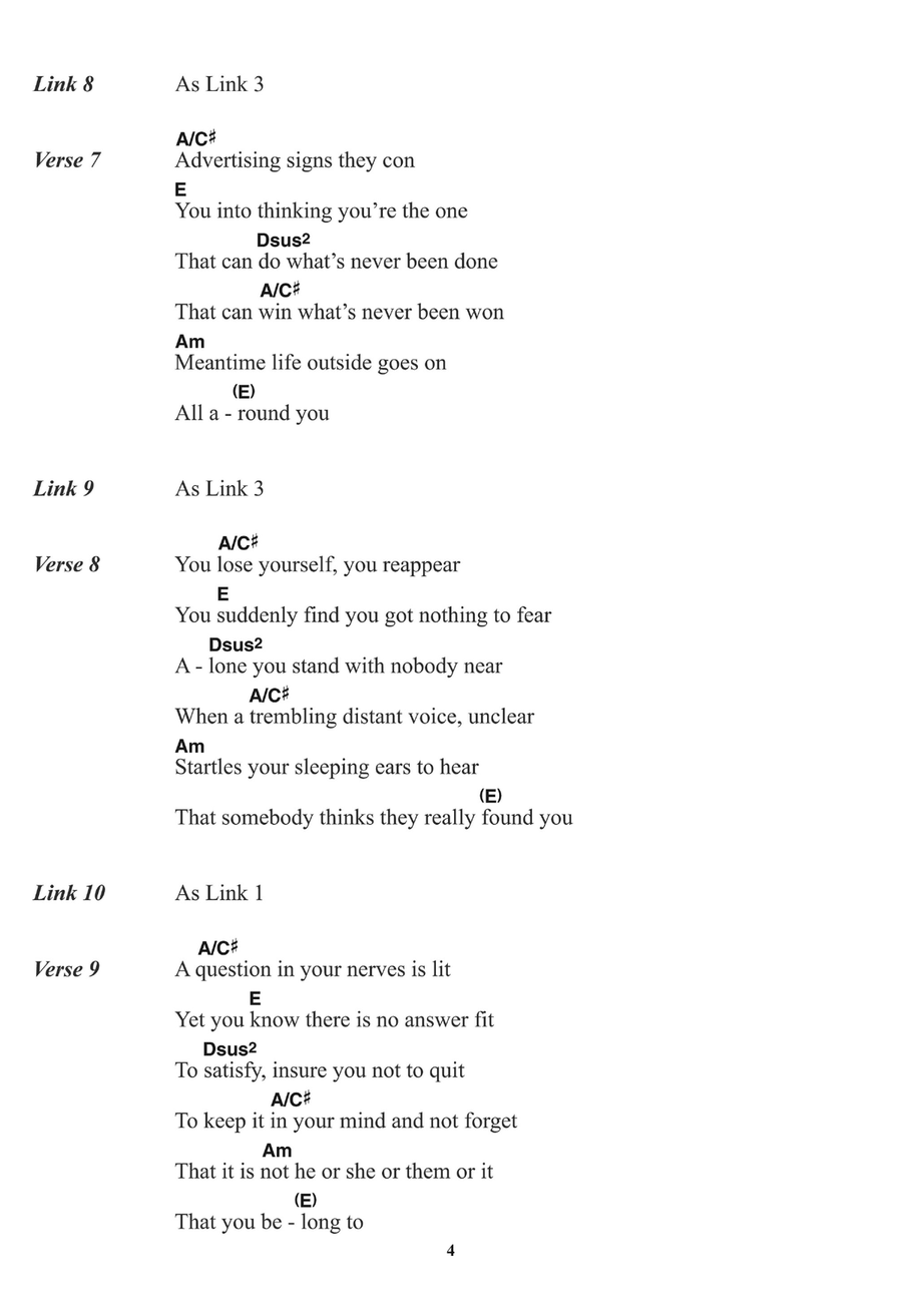 It's Alright Ma (I'm Only Bleeding) Piano, Vocal, Guitar scores gallery preview page 4