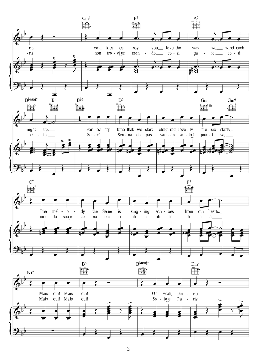 Mais Oui Mais Oui Piano, Vocal, Guitar scores gallery preview page 2