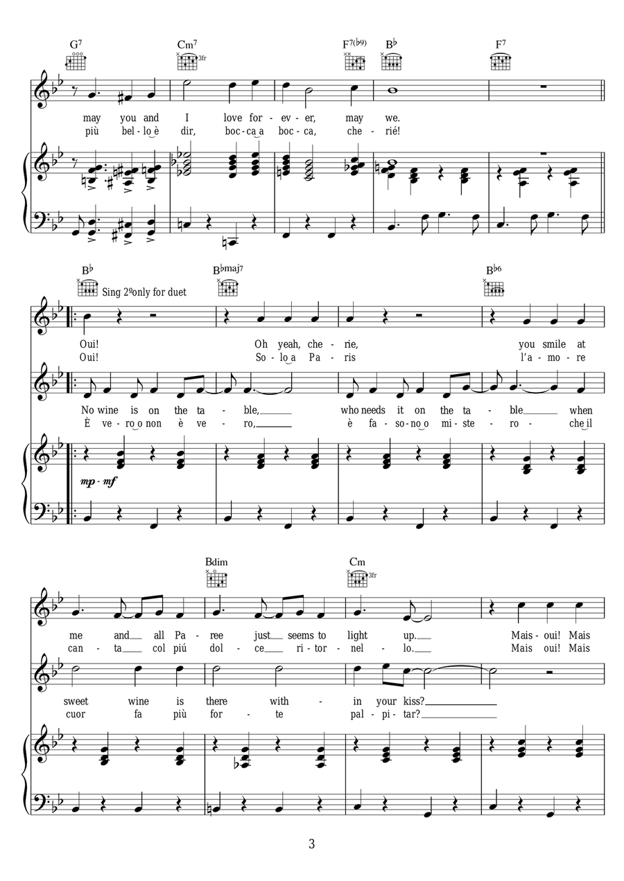 Mais Oui Mais Oui Piano, Vocal, Guitar scores gallery preview page 3