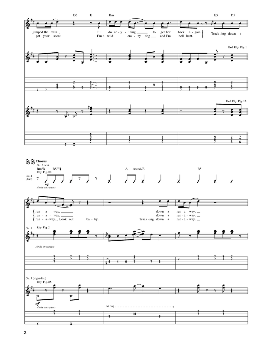 Tracking Down A Runaway Tracking Down A Runaway Acoustic Guitar scores gallery preview page 2
