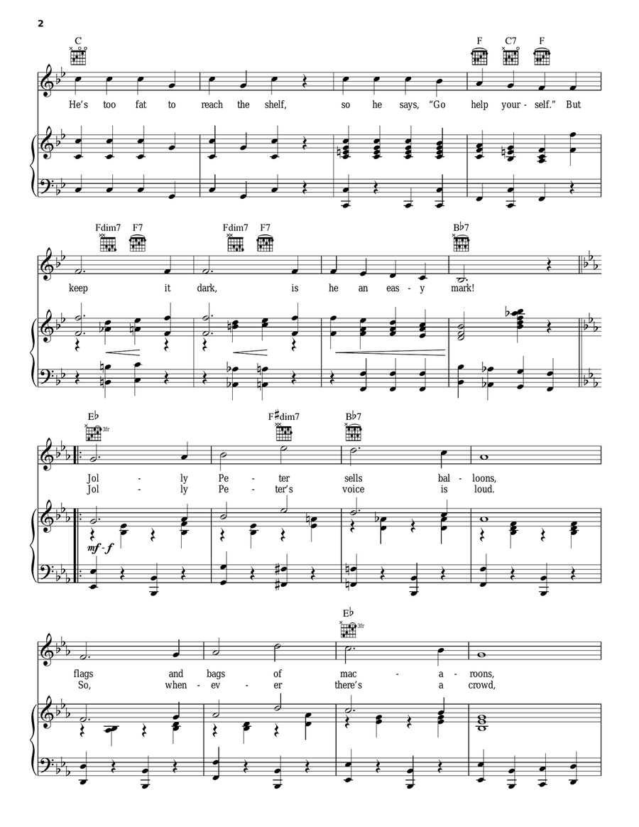 Jolly Peter Jolly Peter Piano, Vocal, Guitar scores gallery preview page 2