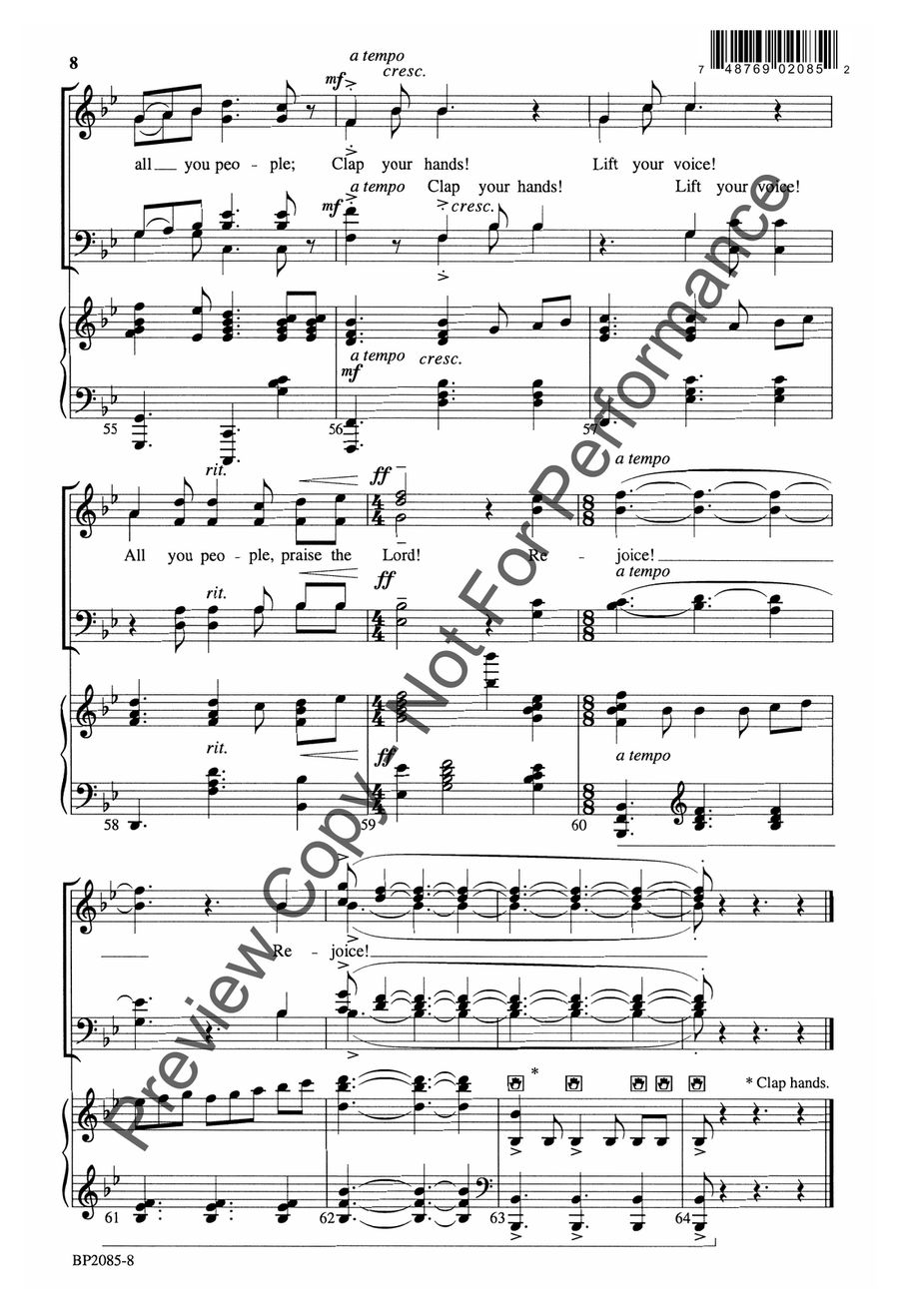 Clap Your Hands Together - SATB 4-Part scores gallery preview page 9