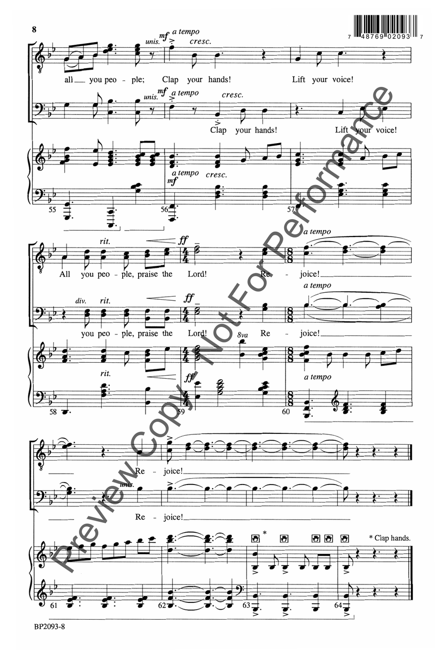 Clap Your Hands Together - TTBB TTBB scores gallery preview page 8