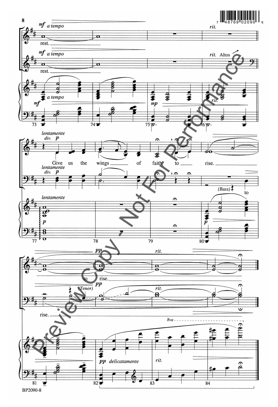 Give Us the Wings of Faith to Rise 4-Part scores gallery preview page 8