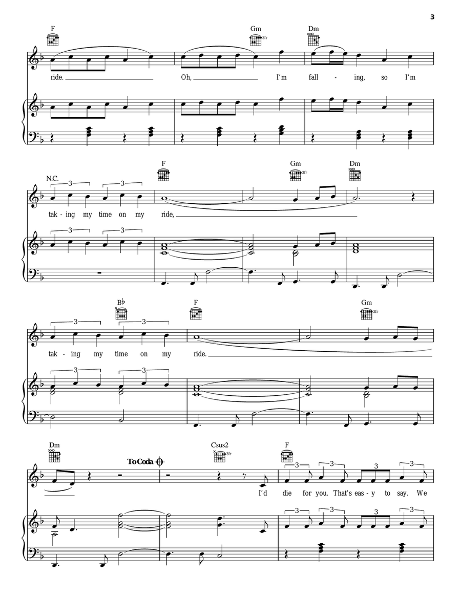 Ride Ride Piano, Vocal, Guitar scores gallery preview page 3
