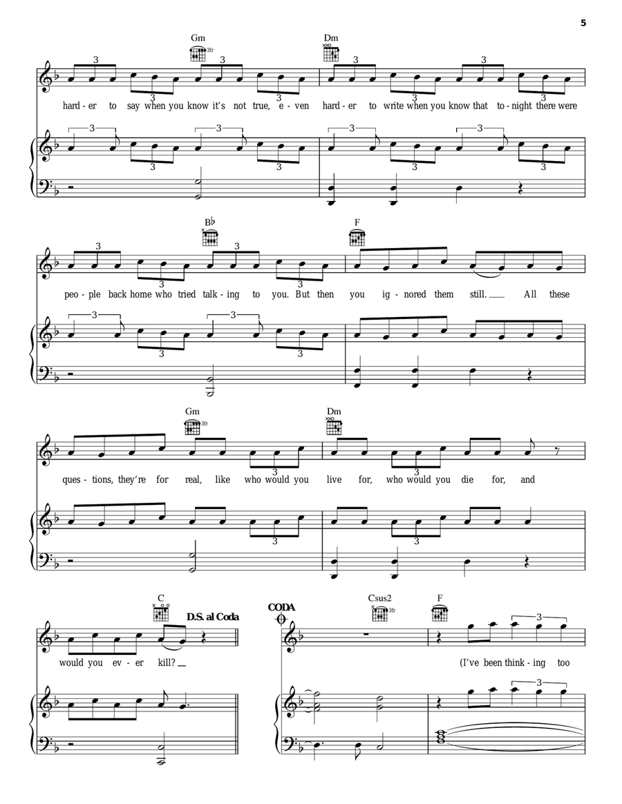 Ride Ride Piano, Vocal, Guitar scores gallery preview page 5
