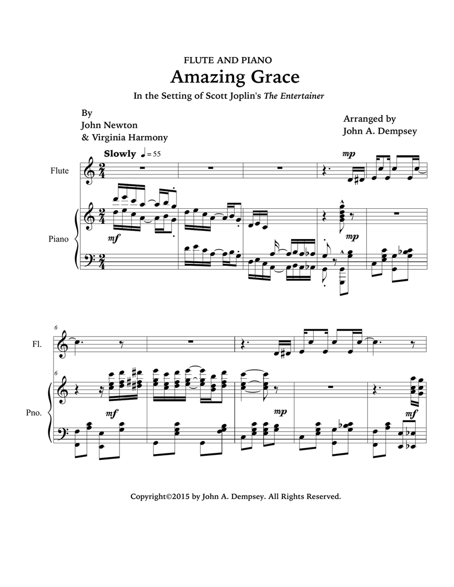 Amazing Grace / The Entertainer (Flute and Piano) Flute Solo scores gallery preview page 5