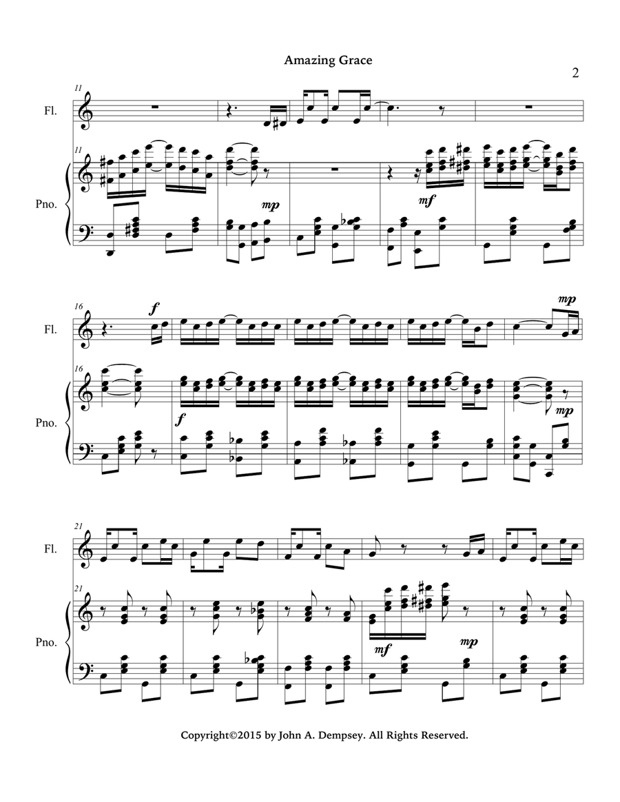 Amazing Grace / The Entertainer (Flute and Piano) Flute Solo scores gallery preview page 6