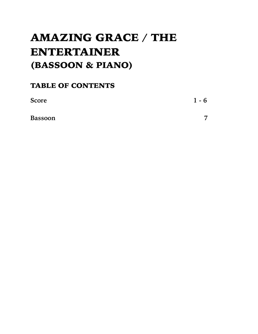 Amazing Grace / The Entertainer (Bassoon and Piano) Bassoon Solo scores gallery preview page 4