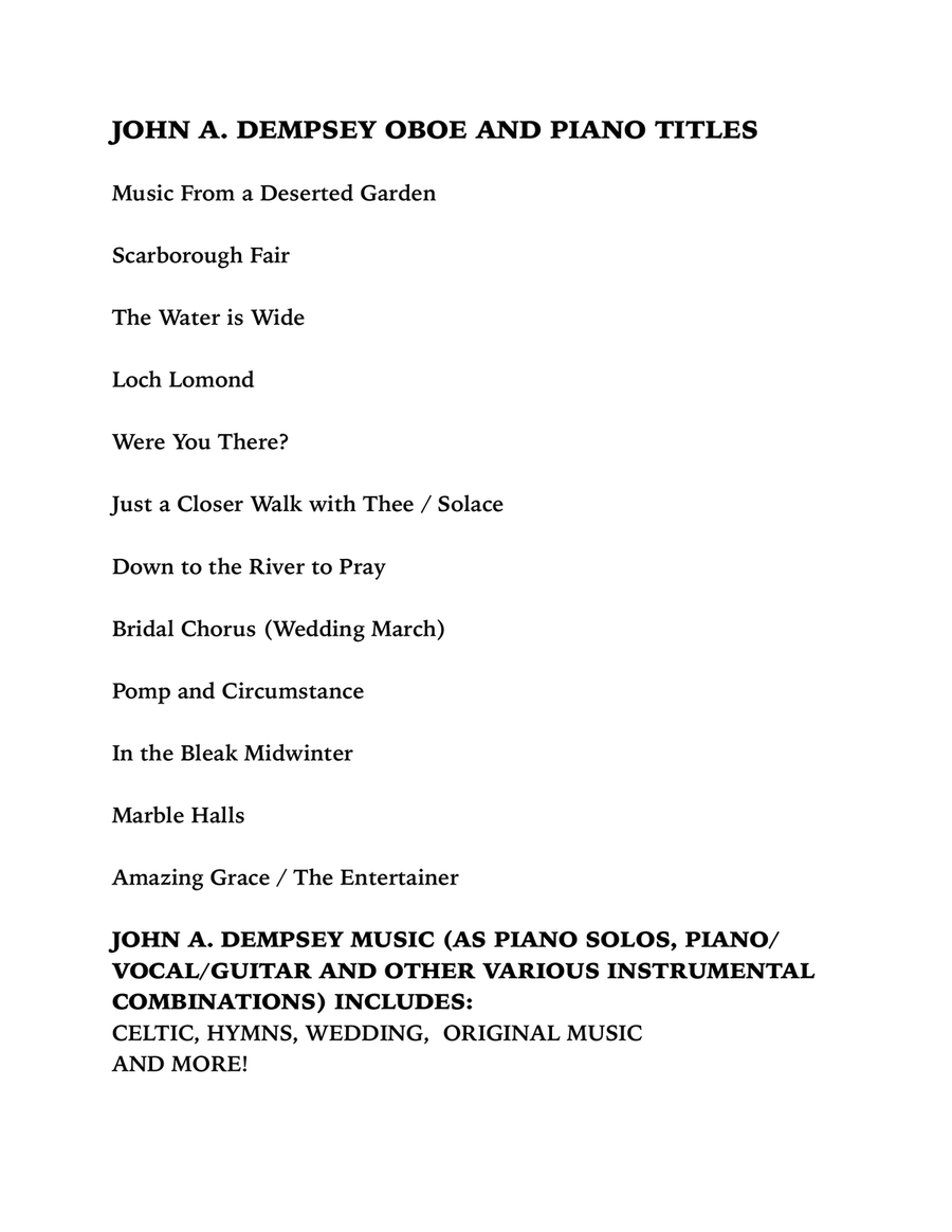 Amazing Grace / The Entertainer (Oboe and Piano) Piano scores gallery preview page 2
