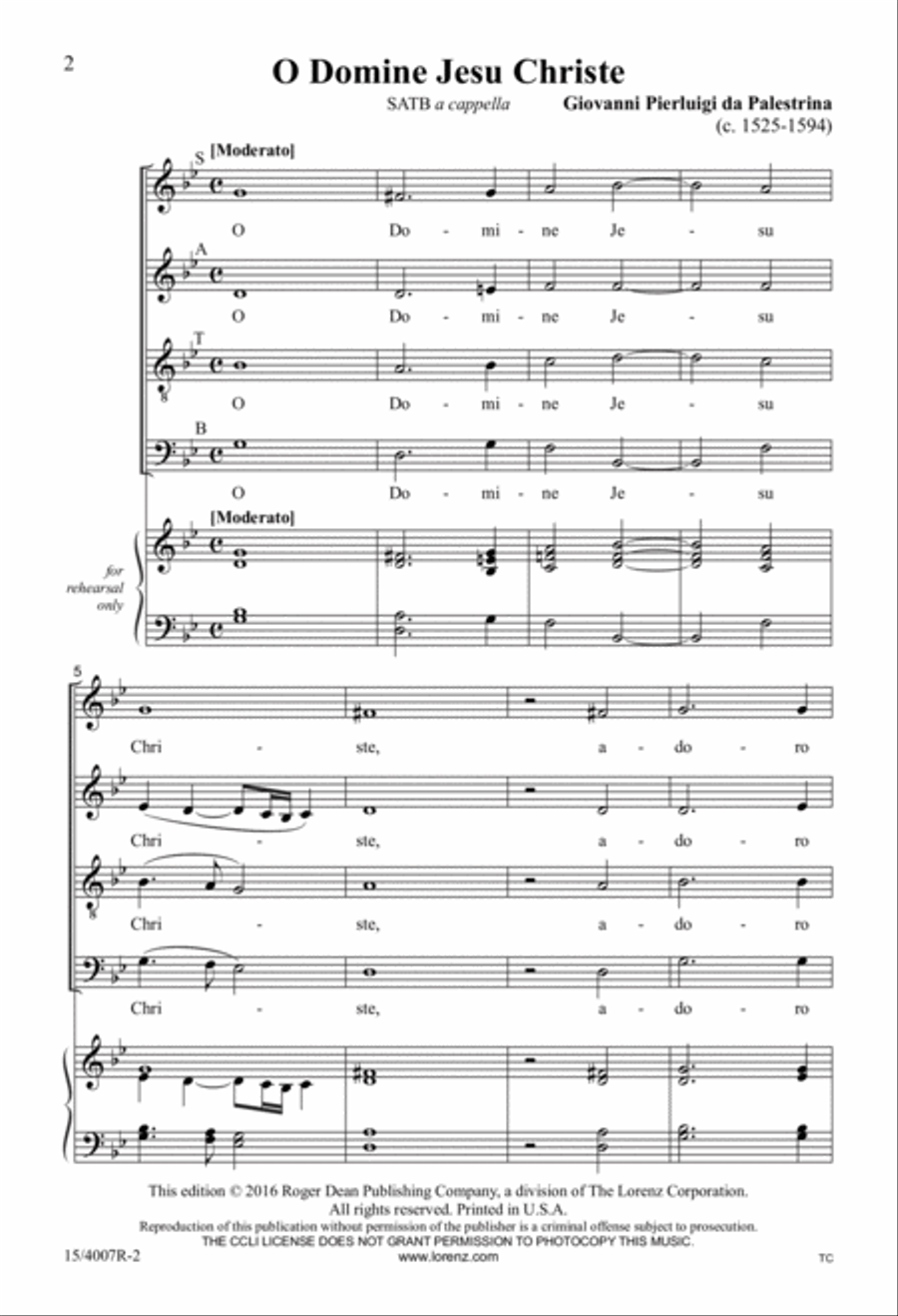 O Domine Jesu Christe 4-Part scores gallery preview page 2