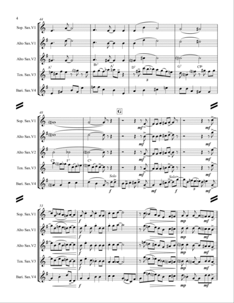 Basin Street Blues Saxophone Quartet scores gallery preview page 5
