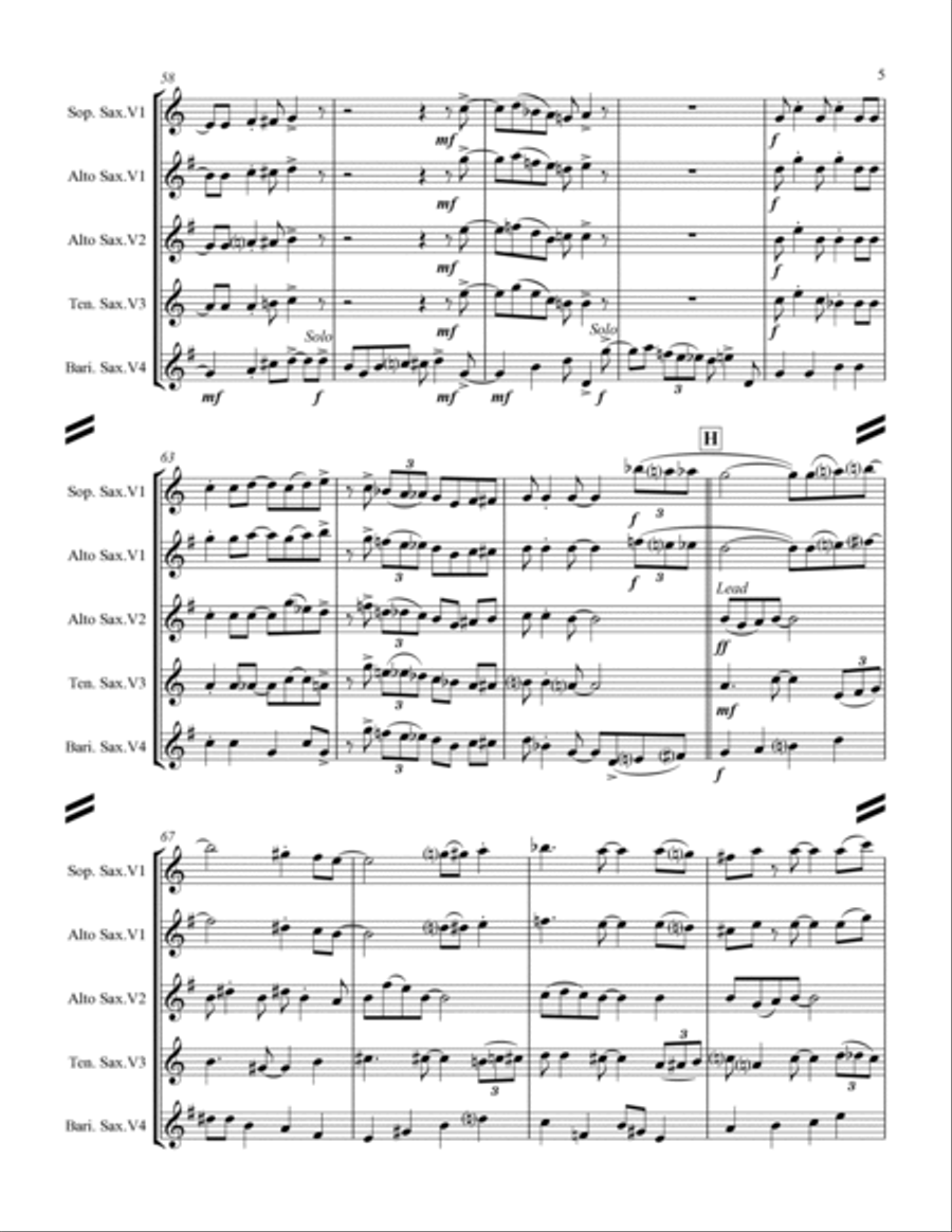 Basin Street Blues Saxophone Quartet scores gallery preview page 6