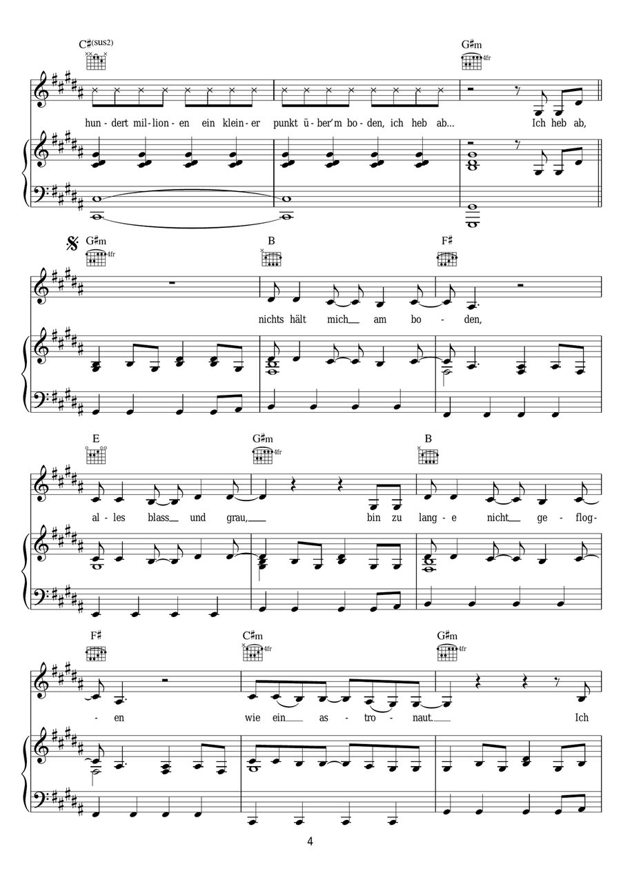 Astronaut (featuring Andreas Bourani) Piano, Vocal, Guitar scores gallery preview page 4