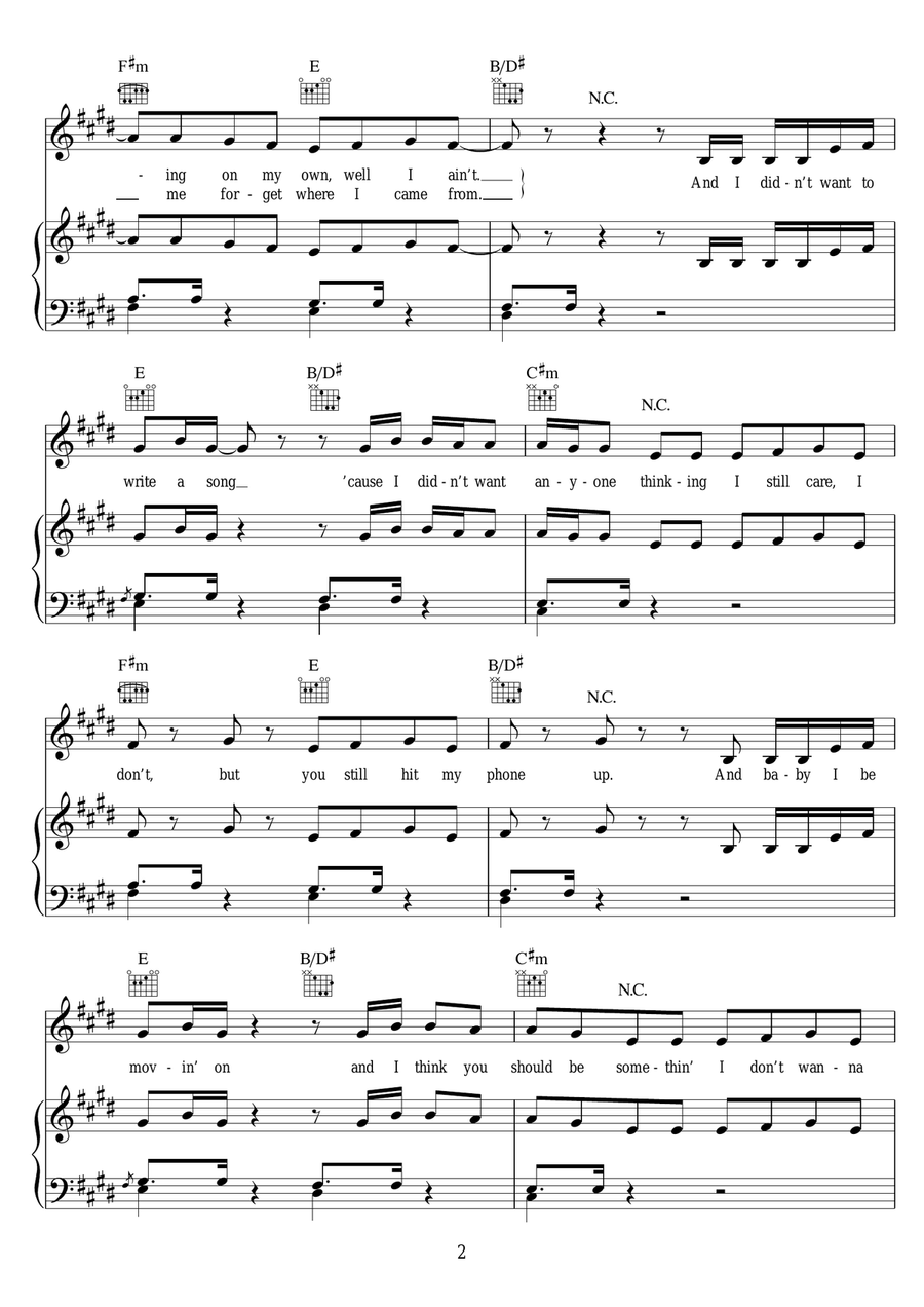 Love Yourself Love Yourself Piano, Vocal, Guitar scores gallery preview page 2