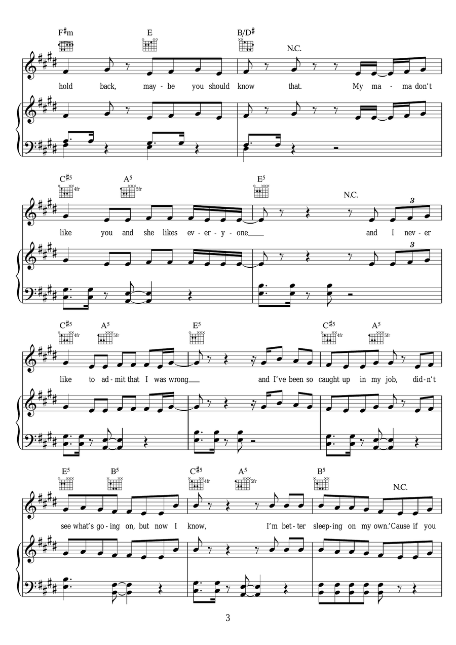 Love Yourself Love Yourself Piano, Vocal, Guitar scores gallery preview page 3
