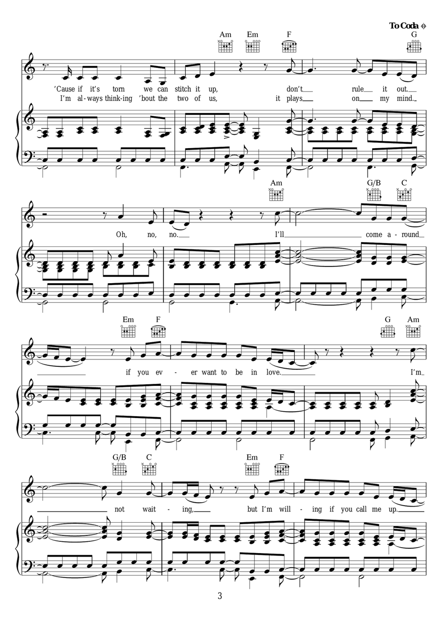 If You Ever Want To Be In Love Piano, Vocal, Guitar scores gallery preview page 3