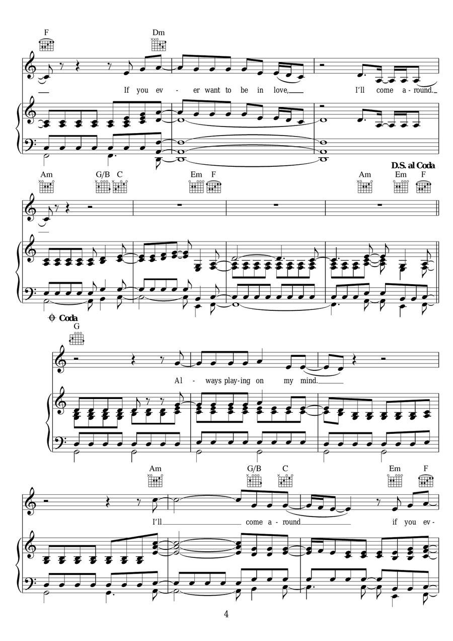 If You Ever Want To Be In Love Piano, Vocal, Guitar scores gallery preview page 4