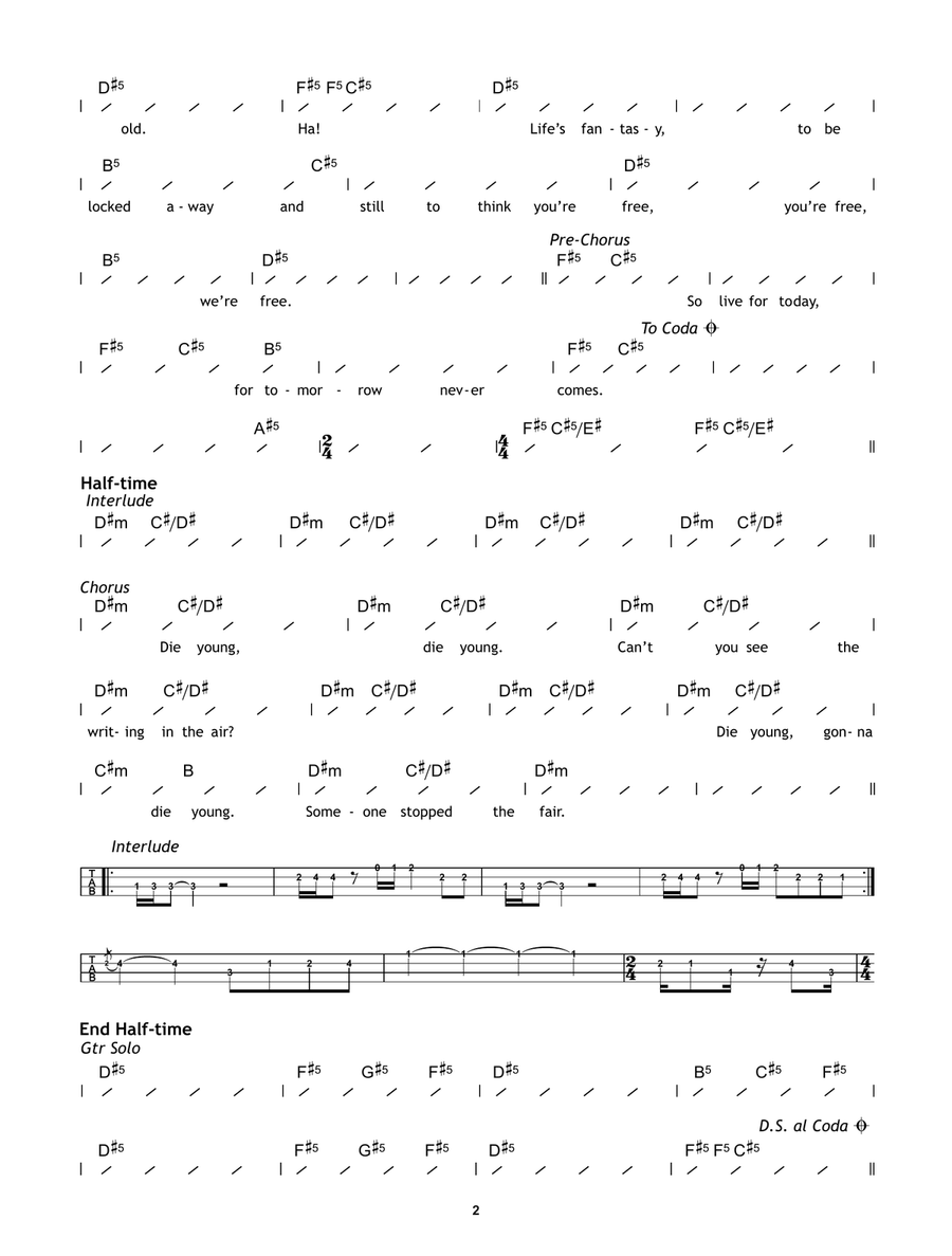Die Young Die Young Ukulele scores gallery preview page 2