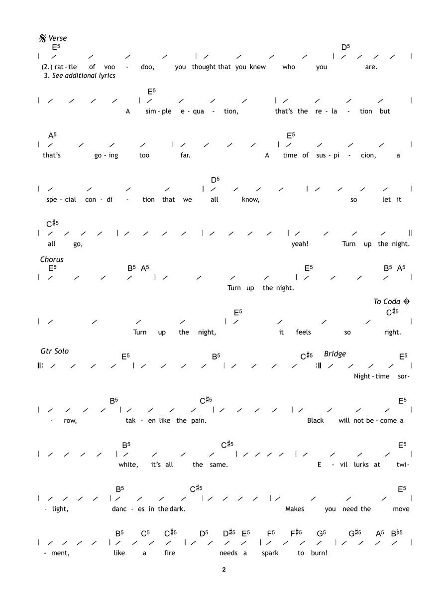 Turn Up The Night Turn Up The Night Ukulele scores gallery preview page 2