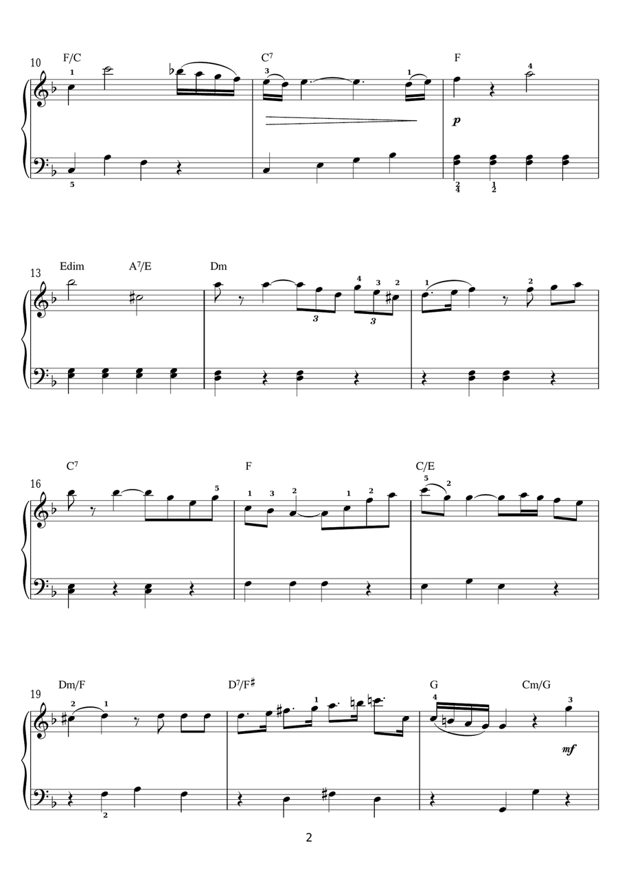 Andante from Piano Concerto in C Major (Elvira Madigan) K467 Piano, Vocal, Guitar scores gallery preview page 2