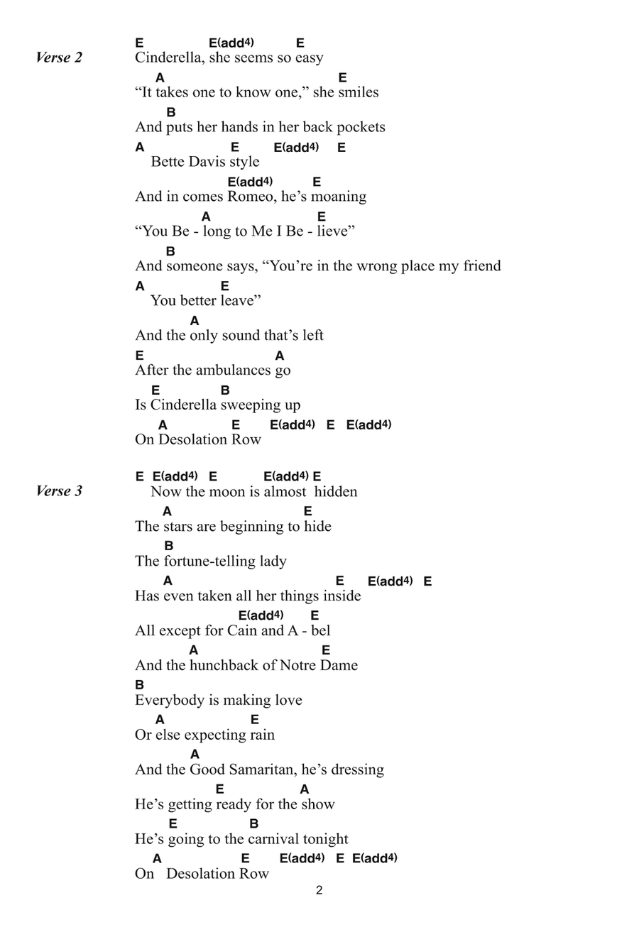 Desolation Row Piano, Vocal, Guitar scores gallery preview page 2