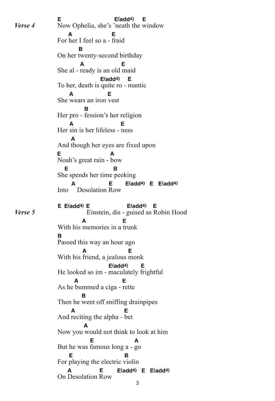 Desolation Row Piano, Vocal, Guitar scores gallery preview page 3